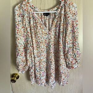 Jones New York Floral Peasant blouse Sz 1X top shirt